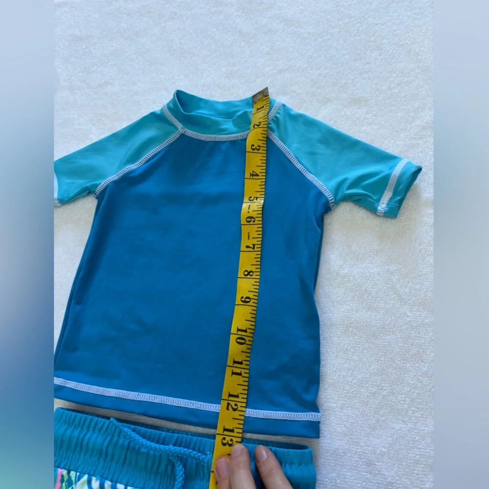 Tommy Bahama baby boys swim suit set swim trunks rash guard 12 months blue green